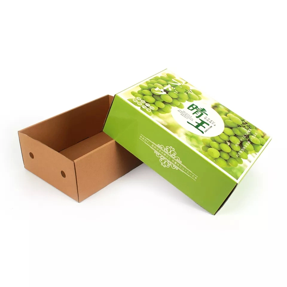 Custom Brand Logo Printed Apples Packing Fresh Fruit Corrugated Paper Box Packaging Avocado Fruit and Veg Market Tray