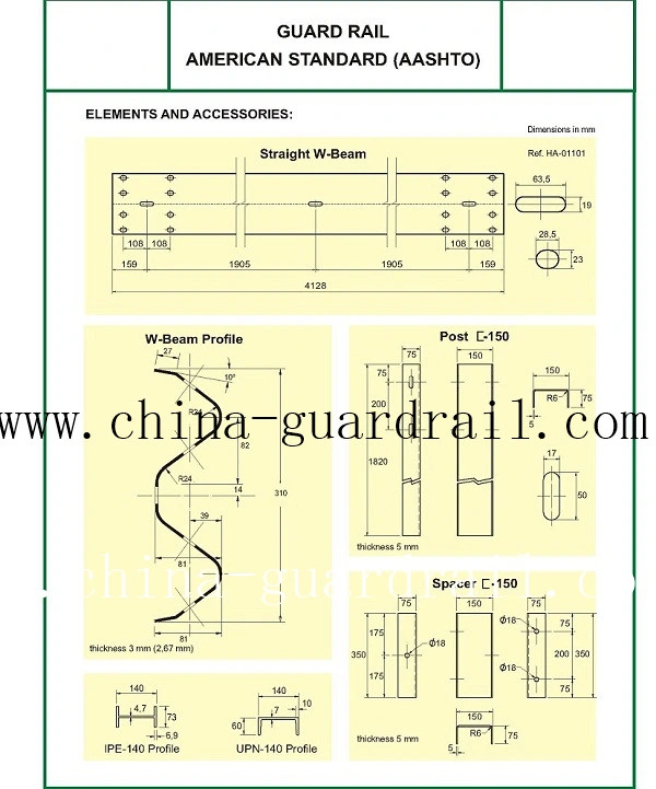 Steel Road Fencing Customized Veg Rekkverk Guard Railing